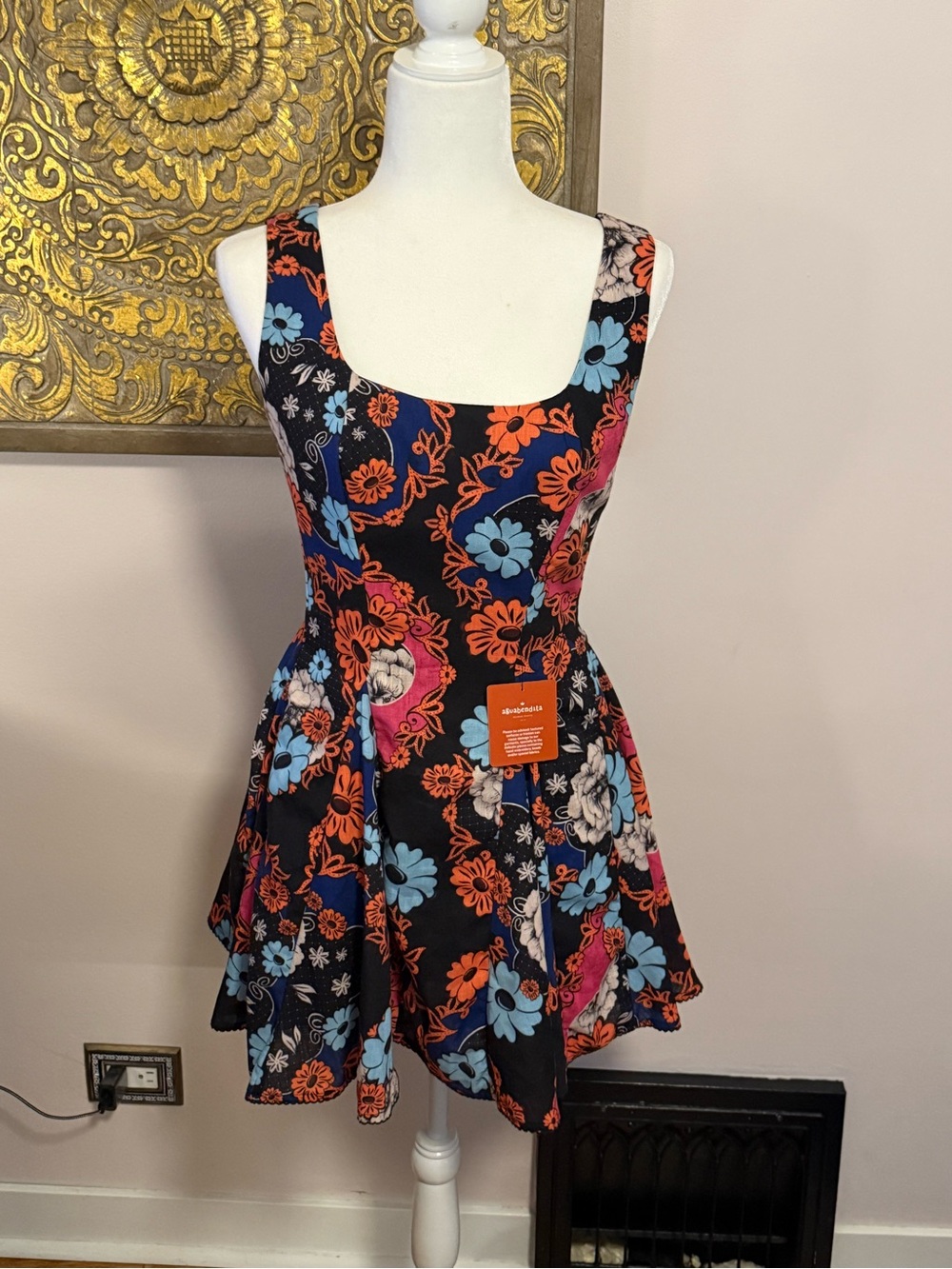NWT Agua Bendita Kristen Dash Mini Dress Floral Fit & Flare Size M